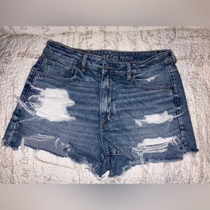American Eagle Outfitters Women's Ripped Jean Shorts - Blue